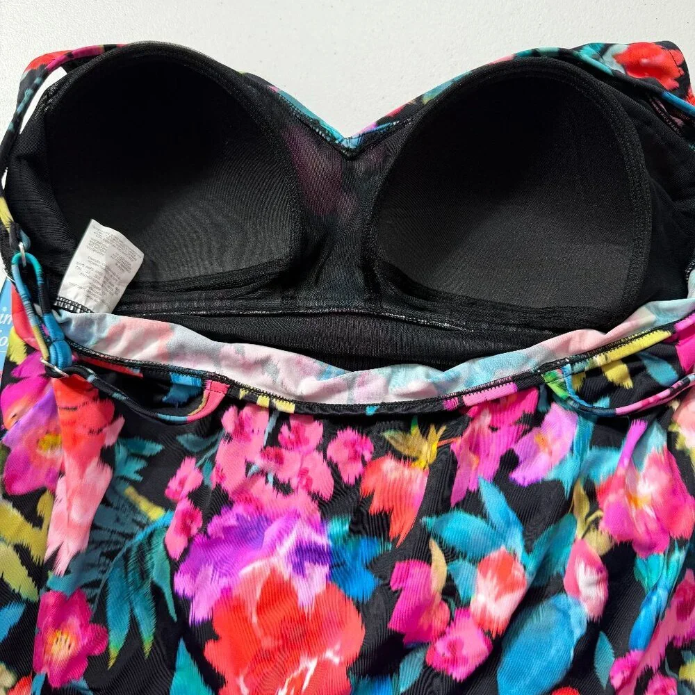 Swim Solutions Plus Floral V-Neck Swimdress Bust Support Tummy Control 18W NWT - Picture 7 of 14